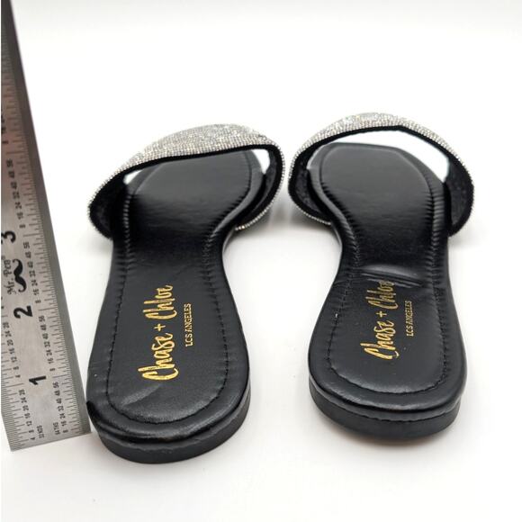 Chase & Chloe Eve 32 Slide Sandals Women's Black/Silver Size US7.5 EU38 - Picture 4 of 13